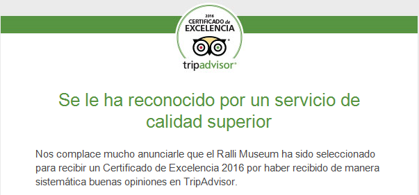 Certificado de excelencia TripAdvisor® 2016 Certificado de excelencia TripAdvisor® 2016